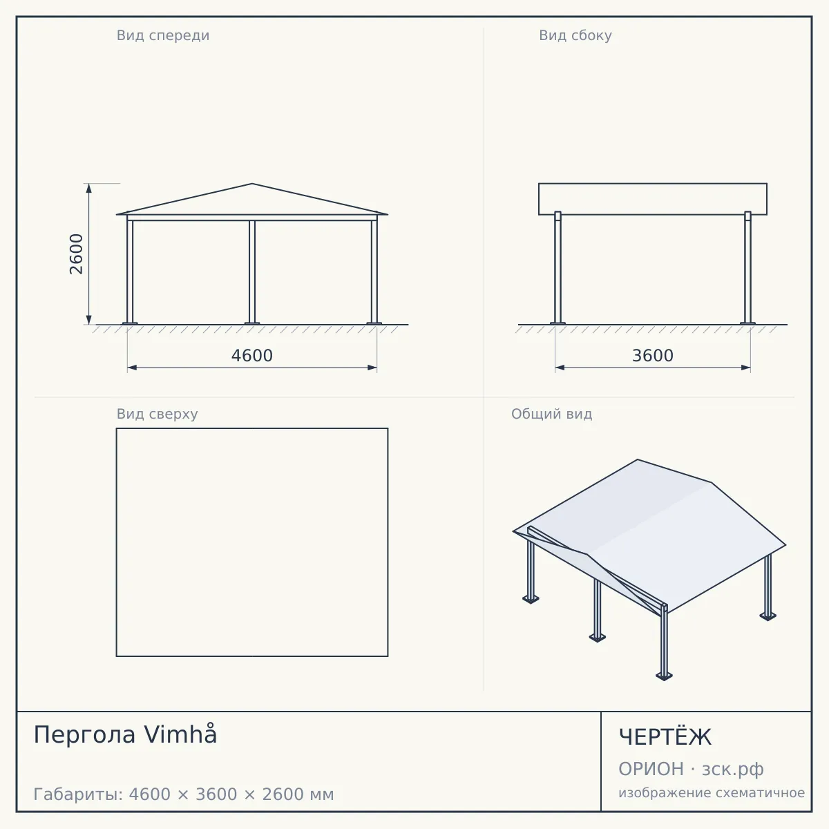 Пергола Vimhå — чертёж